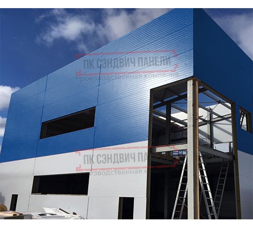 Угловая сэндвич-панель вертикальная из пенополиуретана, 0.5/0.5, ширина 1000 мм, толщина 50 мм, RAL5005