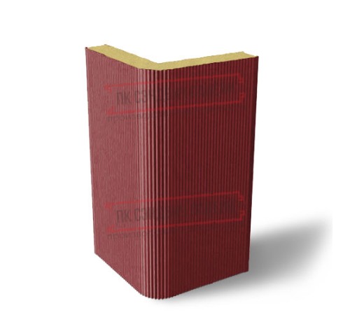 Угловая сэндвич-панель вертикальная из пенополиизоцианурата, 0.5/0.5, ширина 1200 мм, толщина 30 мм, RAL3011