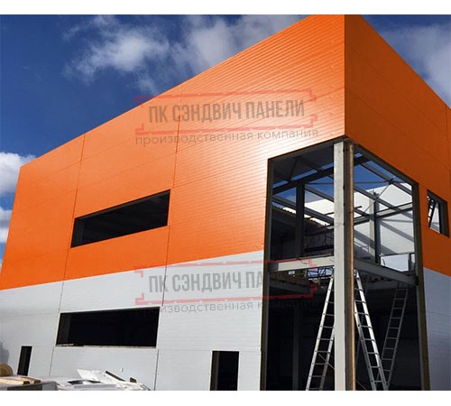 Угловая сэндвич-панель вертикальная из пенополиизоцианурата, 0.5/0.5, ширина 1200 мм, толщина 10 мм, RAL2004