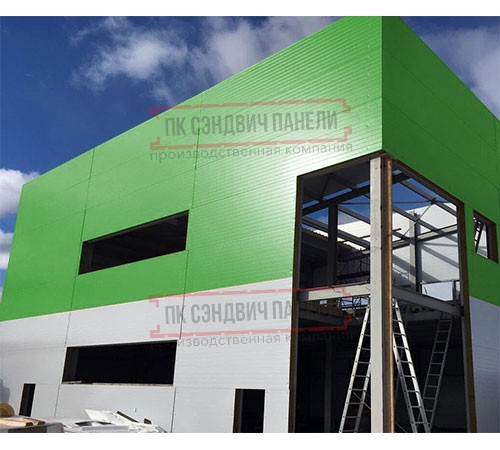 Угловая сэндвич-панель вертикальная из пенополистирола, 0.5/0.5, ширина 1000 мм, толщина 10 мм, RAL6018