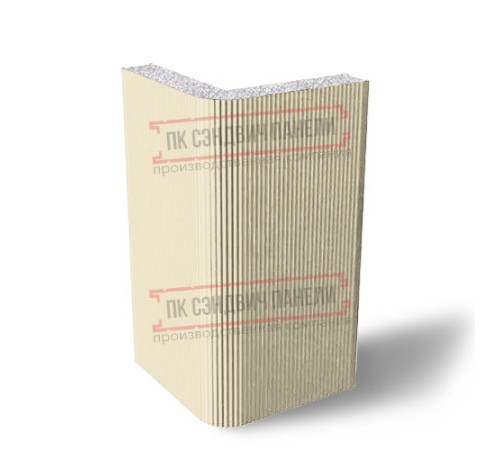 Угловая сэндвич-панель вертикальная из пенополистирола, 0.5/0.5, ширина 1200 мм, толщина 10 мм, RAL1015