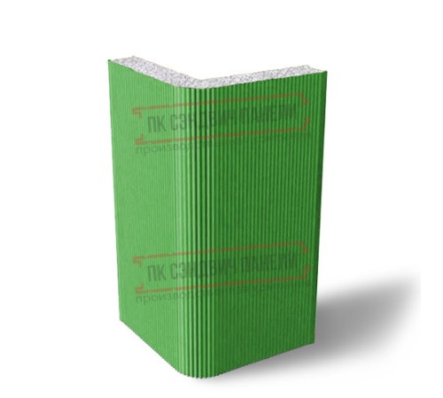 Угловая сэндвич-панель вертикальная из пенополистирола, 0.5/0.5, ширина 1000 мм, толщина 10 мм, RAL6018