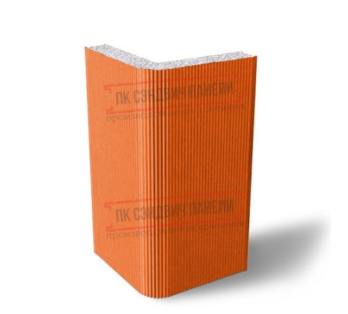 Угловая сэндвич-панель вертикальная из пенополистирола, 0.5/0.5, ширина 1200 мм, толщина 10 мм, RAL2004