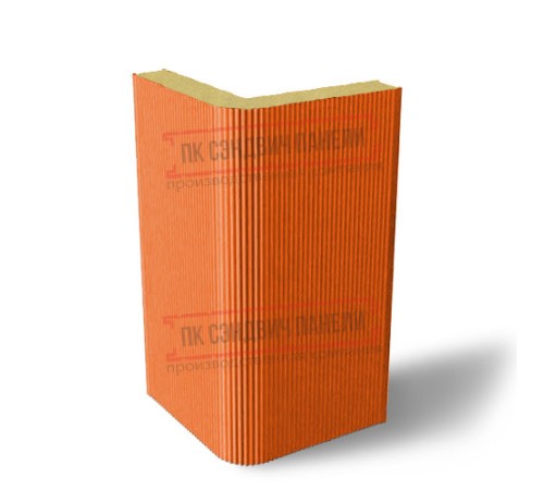 Угловая сэндвич-панель вертикальная из пенополиизоцианурата, 0.5/0.5, ширина 1000 мм, толщина 10 мм, RAL2004