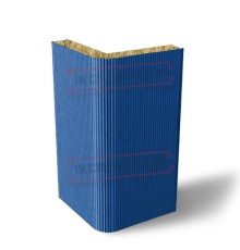 Угловая сэндвич-панель вертикальная из минеральной ваты, 0.5/0.5, ширина 1000 мм, толщина 100 мм, RAL5005