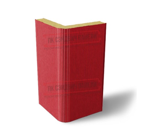 Угловая сэндвич-панель вертикальная из пенополиизоцианурата, 0.5/0.5, ширина 1200 мм, толщина 20 мм, RAL3020