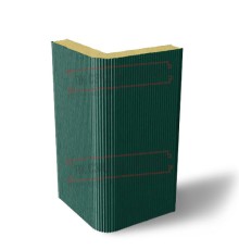 Угловая сэндвич-панель вертикальная из пенополиизоцианурата, 0.5/0.5, ширина 1200 мм, толщина 40 мм, RAL6005