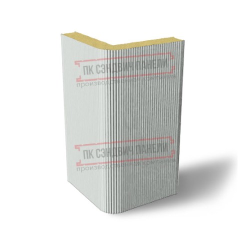 Угловая сэндвич-панель вертикальная из пенополиизоцианурата, 0.5/0.5, ширина 1200 мм, толщина 10 мм, RAL7035