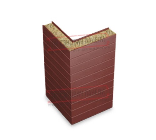 Горизонтальная угловая сэндвич-панель из минеральной ваты, ширина 1200мм, толщина 20мм, 0.5/0.5, RAL3009