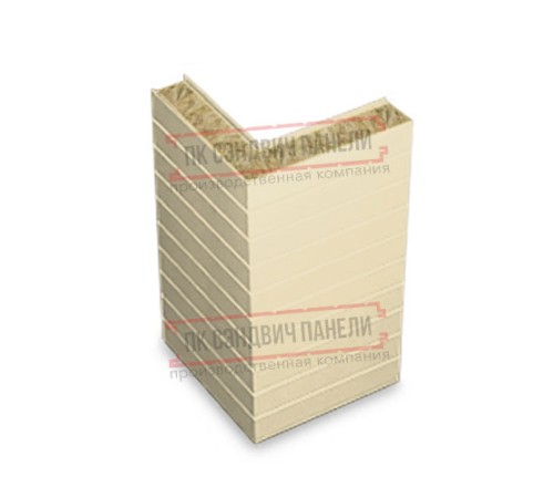 Горизонтальная угловая сэндвич-панель из минеральной ваты, ширина 1000мм, толщина 120мм, 0.5/0.5, RAL1015