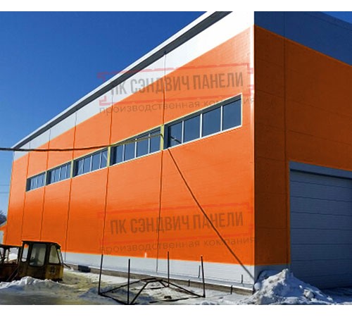 Горизонтальная угловая сэндвич-панель из минеральной ваты, ширина 1200мм, толщина 30мм, 0.5/0.5, RAL2004