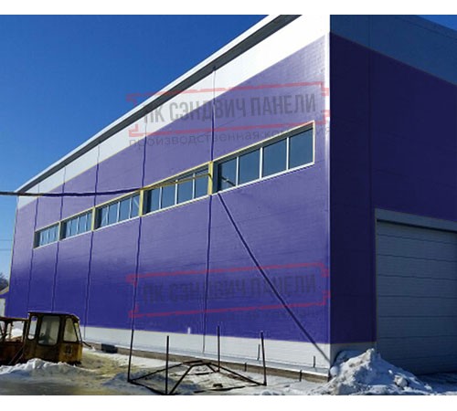 Горизонтальная угловая сэндвич-панель из минеральной ваты, ширина 1200мм, толщина 40мм, 0.5/0.5, RAL5002