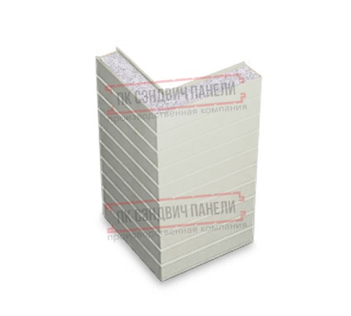 Горизонтальная угловая сэндвич-панель из пенополистирола, ширина 1000мм, толщина 20мм, 0.5/0.5, RAL9002