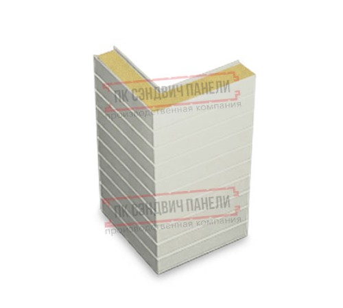 Горизонтальная угловая сэндвич-панель из пенополиуретана, ширина 1000мм, толщина 30мм, 0.5/0.5, RAL9002