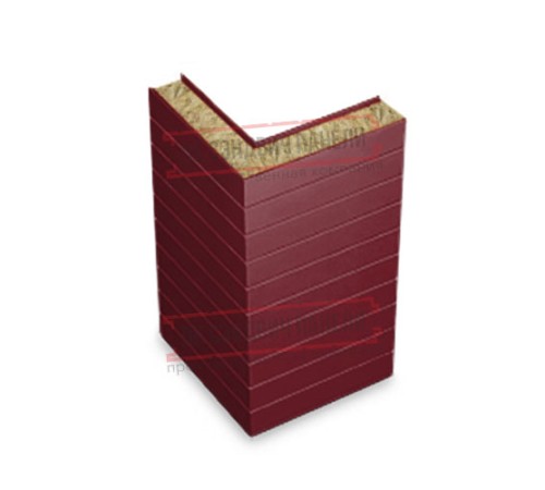 Горизонтальная угловая сэндвич-панель из минеральной ваты, ширина 1000мм, толщина 30мм, 0.5/0.5, RAL3005