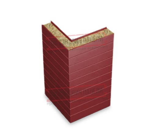 Горизонтальная угловая сэндвич-панель из минеральной ваты, ширина 1000мм, толщина 30мм, 0.5/0.5, RAL3011