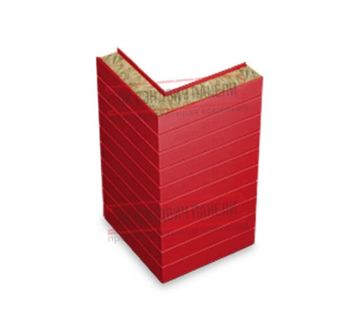 Горизонтальная угловая сэндвич-панель из минеральной ваты, ширина 1000мм, толщина 120мм, 0.5/0.5, RAL3020