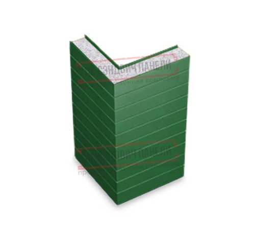 Горизонтальная угловая сэндвич-панель из пенополистирола, ширина 1200мм, толщина 40мм, 0.5/0.5, RAL6002