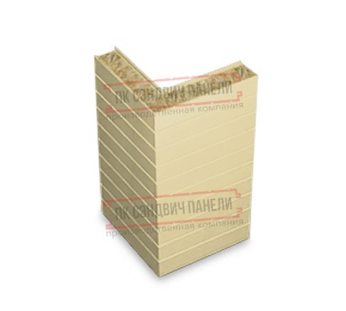 Горизонтальная угловая сэндвич-панель из минеральной ваты, ширина 1000мм, толщина 40мм, 0.5/0.5, RAL1014