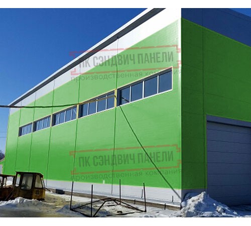 Горизонтальная угловая сэндвич-панель из пенополиизоцианурата, ширина 1000мм, толщина 30мм, 0.5/0.5, RAL6018