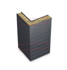 Горизонтальная угловая сэндвич-панель из минеральной ваты, ширина 1200мм, толщина 150мм, 0.5/0.5, RAL7024