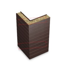 Горизонтальная угловая сэндвич-панель из минеральной ваты, ширина 1200мм, толщина 150мм, 0.5/0.5, RAL8017