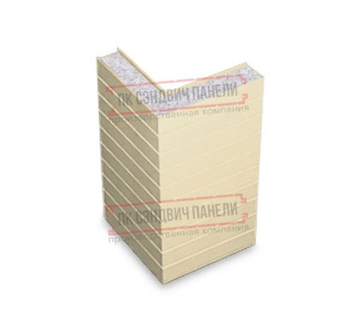 Горизонтальная угловая сэндвич-панель из пенополистирола, ширина 1200мм, толщина 80мм, 0.5/0.5, RAL1015