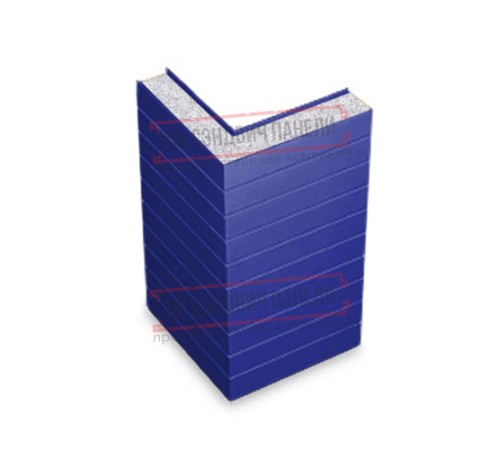 Горизонтальная угловая сэндвич-панель из пенополистирола, ширина 1200мм, толщина 120мм, 0.5/0.5, RAL5002