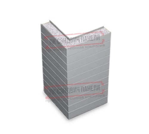 Горизонтальная угловая сэндвич-панель из пенополистирола, ширина 1200мм, толщина 200мм, 0.5/0.5, RAL7004