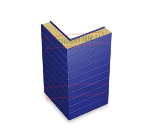 Горизонтальная угловая сэндвич-панель из пенополиуретана, ширина 1200мм, толщина 40мм, 0.5/0.5, RAL5002