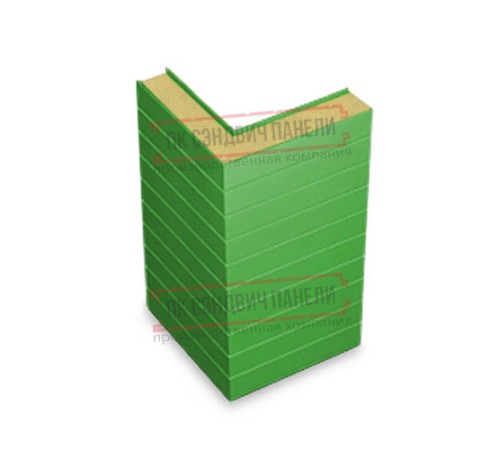 Горизонтальная угловая сэндвич-панель из пенополиизоцианурата, ширина 1000мм, толщина 80мм, 0.5/0.5, RAL6018