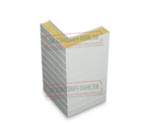 Горизонтальная угловая сэндвич-панель из пенополиуретана, ширина 1000мм, толщина 80мм, 0.5/0.5, RAL7035