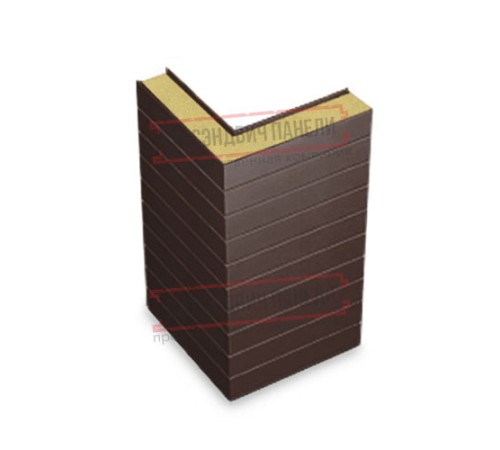 Горизонтальная угловая сэндвич-панель из пенополиуретана, ширина 1200мм, толщина 60мм, 0.5/0.5, RAL8017