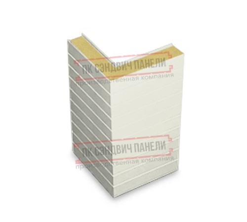 Горизонтальная угловая сэндвич-панель из пенополиуретана, ширина 1000мм, толщина 80мм, 0.5/0.5, RAL9003