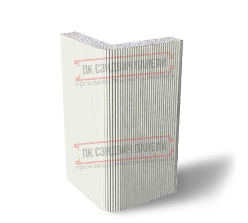 Угловая сэндвич-панель вертикальная из пенополистирола, 0.5/0.5, ширина 1200 мм, толщина 175 мм, RAL9003