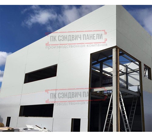 Угловая сэндвич-панель вертикальная из пенополистирола, 0.5/0.5, ширина 1000 мм, толщина 250 мм, RAL7047