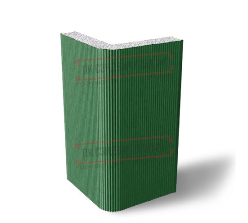 Угловая сэндвич-панель вертикальная из пенополистирола, 0.5/0.5, ширина 1000 мм, толщина 200 мм, RAL6002