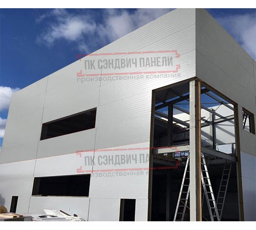 Угловая сэндвич-панель вертикальная из пенополистирола, 0.5/0.5, ширина 1200 мм, толщина 80 мм, RAL9006