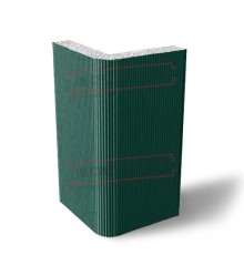 Угловая сэндвич-панель вертикальная из пенополистирола, 0.5/0.5, ширина 1200 мм, толщина 50 мм, RAL6005