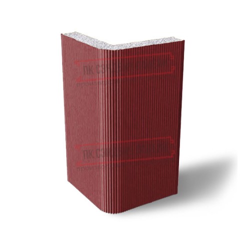 Угловая сэндвич-панель вертикальная из пенополистирола, 0.5/0.5, ширина 1200 мм, толщина 80 мм, RAL3011