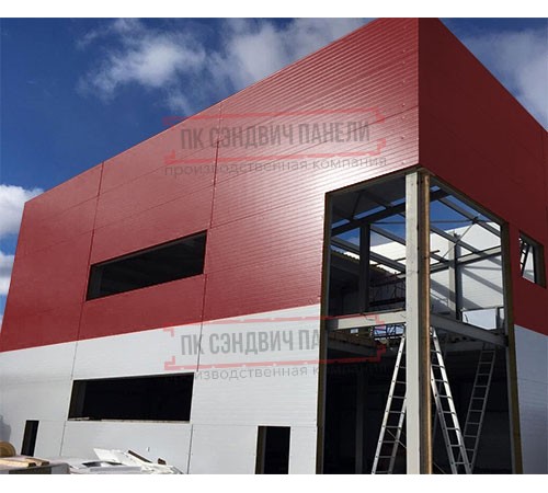 Угловая сэндвич-панель вертикальная из пенополиуретана, 0.5/0.5, ширина 1200 мм, толщина 100 мм, RAL3011