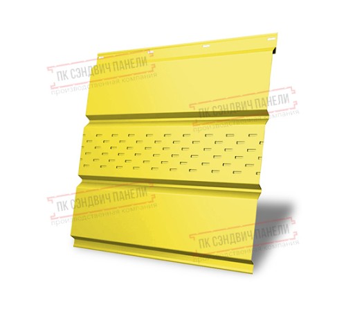 Софит металлический центральная перфорация 0,45 PE с пленкой RAL 1018 цинково-желтый