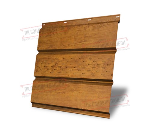 Софит металлический центральная перфорация 0,4 Print Premium с пленкой Golden Wood