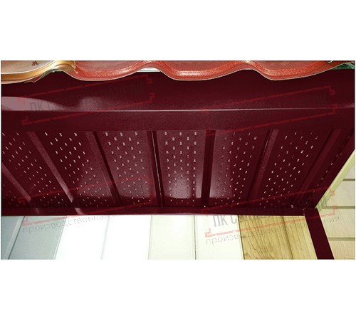 Софит металлический полная перфорация 0,4 PE с пленкой RAL 3005 красное вино