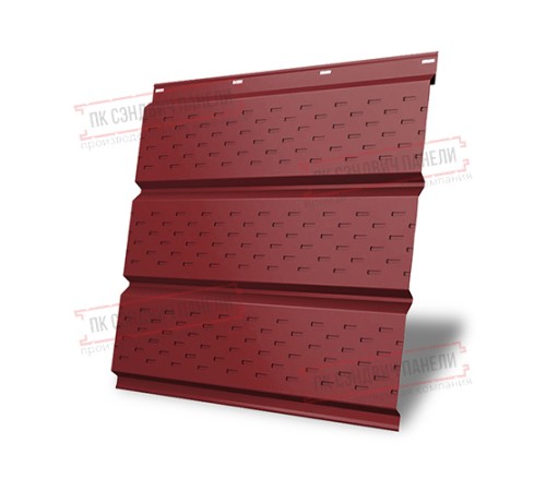 Софит металлический полная перфорация 0,5 Satin с пленкой RAL 3011 коричнево-красный