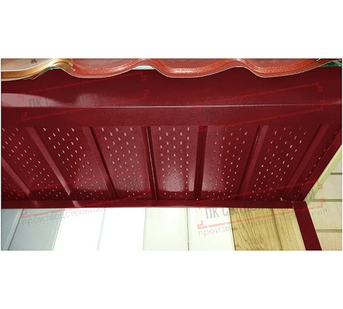 Софит металлический полная перфорация 0,5 Satin с пленкой RAL 3011 коричнево-красный