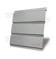Софит металлический полная перфорация 0,45 PE с пленкой RAL 9006 бело-алюминиевый