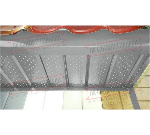 Софит металлический полная перфорация 0,45 PE с пленкой RAL 9006 бело-алюминиевый