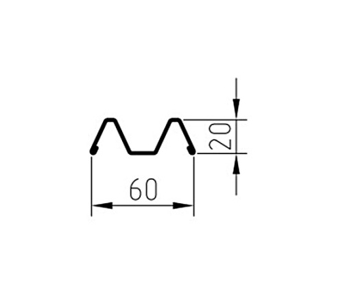 Декоративная планка М - 60х20, ПЭ, Ral 9003 - 0,35мм