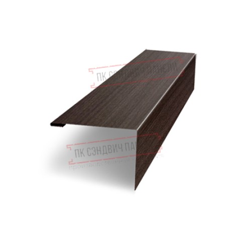 Нащельник (для калиток и ворот) 25х35 жалюзи Milan, Tokyo, Palermo 0,45 Print Elite Coffee wood (L1,68)